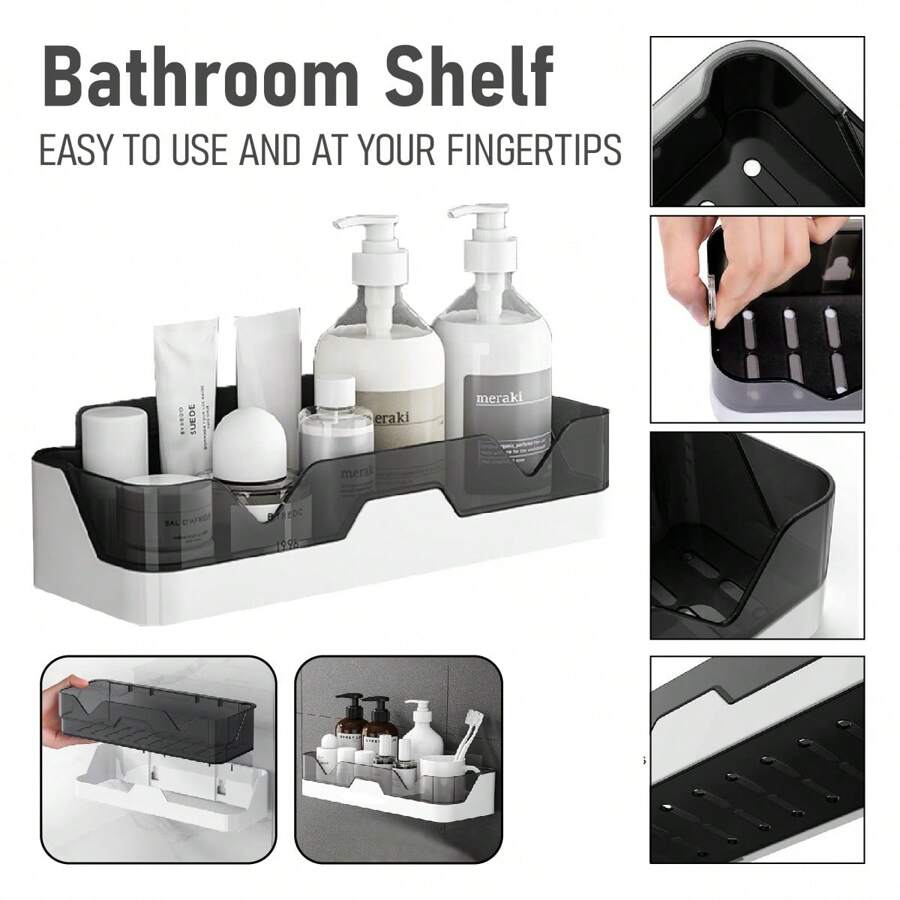 Bathroom Shelf Shower Caddy Rack Storage Organiser Tray Holder Accessories - White - View 1