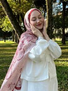 1pc Women's Bohemian Style Paisley Print Scarf Shawl, Casual Elegant Ladies' Neck Wrap Scarf Accessory, Suitable For Everyday Wear