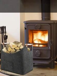 1 Pc Large Capacity Felt Storage Basket With Handle, Foldable Vintage Style Firewood And Newspaper Organizer For Fireplace, Multipurpose Storage Basket, For Firewood, Shopping, Wood, And Newspaper Storage,Plastic Basket,Toy Basket,House Decor,Table Decor,Home Decor Items,Room Decor,Bedroom Decor,Gifts