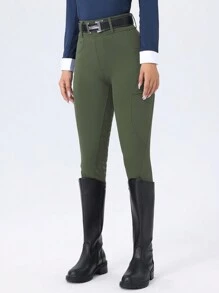 ROYALS MATTINI 女士马术服装，骑马马裤，骑马裤，马裤，马术马裤，全掌硅胶抓地防滑耐磨女士骑马裤，速干骑马运动裤 - 軍綠色 - 查看 5