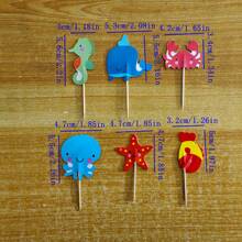 24pcs Ocean Animal Cupcake Toppers Under The Sea Party Cake Flags Mermaid Theme Birthday Party Cake Decorations,Christmas - Multicolor - View 4