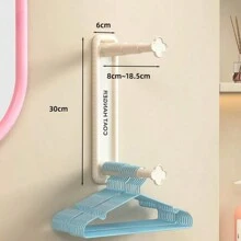 1pc Expandable Wall Mounted Storage No-Drill Rack, Space Saving Balcony Organizer, Clothes Hanger Hanging Hook, Spring, Minimalist, Summer Tops