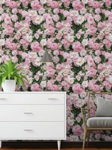 1 卷复古厚粉白山茶花朵，绿叶，清新简约风格适用于家庭装饰，厨房橱柜，桌椅，房间背景，家庭装修，DIY防水，防污，易清洁，自粘，撕下粘贴墙纸墙贴，墙纸墙贴礼物生日毕业墙纸房间装饰墙面装饰