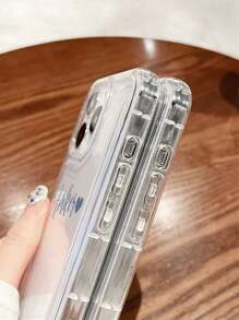 Funda de teléfono personalizada con diseño de nombre y corazón de colores, regalo del Día de San Valentín para la novia, funda de teléfono con frase personalizada, funda protectora de teléfono transparente gruesa y antideslizante con letras de colores personalizadas, funda de teléfono suave de TPU compatible con iPhone 11 12 13 14 15 16 Pro Max A55 A14, versión internacional, no la versión nacional - transparente - Ver 7