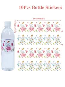 10/24pcs Easter Rabbit Egg Pattern Bottle Stickers, Happy Easter Party Decoration Supplies, Cute Easter Bunny Gift Packaging Stickers, Spring Easter Holiday Water Bottle Wrapping Supplies