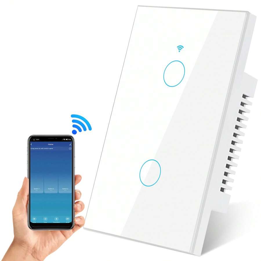 Interruptor Inteligente Touch Wi-fi De 2 Vías Sin Neutro,  Interruptor inteligente, interruptor de luz de pared WiFi Interruptor inteligente - Tipo de Enchufe A USA (110-127V) - Ver 1