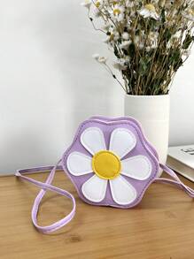 1pc Young Girl PU Leather Zipper Closure Cute Floral Mini Crossbody Bag, Suitable For Daily Use - Flowers - View 8