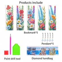 5 Pieces Diamond Painting Bookmarks Set, Made Of PET Material With Colorful Glass Effect, Double-Sided Wheat Ear Design, Ideal For Readers