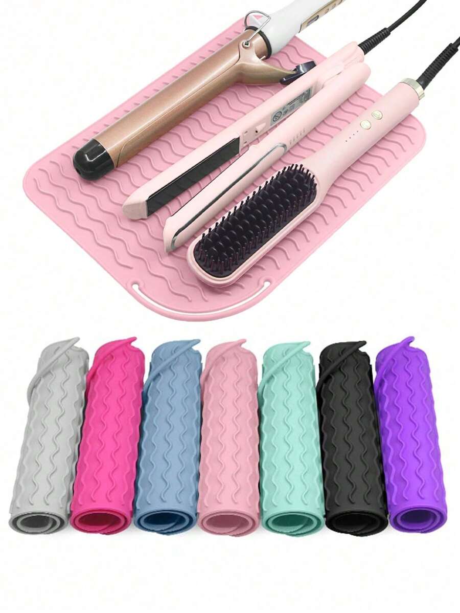 Alfombrilla para herramientas de peinado, alfombrilla universal resistente al calor para plancha y tenacillas, alfombrilla de silicona resistente al calor para almacenamiento y viaje, almohadilla de aislamiento térmico para planchas, tenacillas y rizadores, protege tus herramientas de peinado con esta almohadilla de silicona antideslizante y resistente al calor para restaurantes, hoteles y comercio