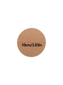 4-Piece Wooden Cork Coaster, 8.5-Inch Heat-Resistant, Suitable For Pots, Dishes And Plants, Kitchen And Dining Table Protection Pads, Home Accessories - Multicolor - View 3