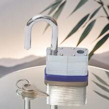 2 Pieces Laminated Steel Key Lock, Outdoor Padlock, Lock Set With Key, Key Padlock - Blue - View 3