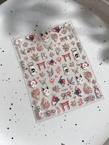 Pegatinas de arte de uñas con diseño de graffiti japonés, con diseños en relieve de mariposa y zorro rojo, con respaldo adhesivo, para salones de uñas y uso personal - Multicolor - Ver 10