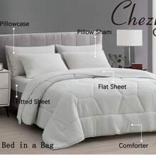 Piper 7-Piece Bed In A Bag Comforter Set Fluffy Soft Lightweight Bedding Honeycomb Quilted Stone-Washed Microfiber Comforter Set For All Season - Màu Xám nhạt - Xem 2
