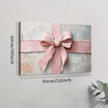 1pc Framed Canvas Poster, Pink Gift Bow Valentine's Day  Girl Preppy Decor Wall Art Canvas Paintings, Ideal Gift For Bedroom Living Room Corridor, Wall Art, Room Decoration - Multicolor - View 9