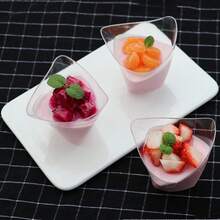 Set de 25/50 vasos de postre de plástico de 4 onzas, boles triangulares para helado y postre, boles de postre, vasos para aperitivos, boles para ensalada