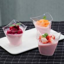 Set de 25/50 vasos de postre de plástico de 4 onzas, boles triangulares para helado y postre, boles de postre, vasos para aperitivos, boles para ensalada