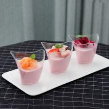 Set de 25/50 vasos de postre de plástico de 4 onzas, boles triangulares para helado y postre, boles de postre, vasos para aperitivos, boles para ensalada