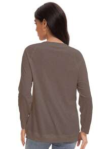 GEREARC Women's Long SSeeved Shirt, Casual Loose Top, Autumn Fashion Dress, Basic Fashion Clothing - 咖啡灰 - 查看 2