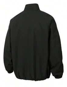 Men's Windproof Jacket, Zipper Closed Stand-Up Collar Jacket With Pockets, Suitable For Daily Leisure, Outdoor Activities