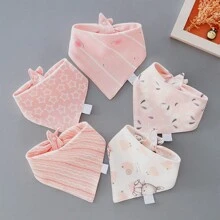 paquete de 5 baberos tipo bandana con diseño de conejito y lirio para bebés recién nacidos, paños para eructos de bebé