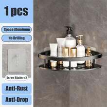 1 pieza Estantería triangular multifuncional para baño y cocina, estantería de almacenamiento de esquina montada en la pared para el baño, organizador de suministros de baño, estantería de almacenamiento de cosméticos, estantería de almacenamiento de esquina para la cocina sin necesidad de taladrar, de vuelta al colegio