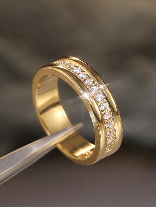 Stylever 1 pieza Anillo de plata de ley 925 con zirconia en una sola , joyería elegante y exquisita para mujer, joyería básica de un solo anillo, joyería fina para chicas, regalo de cumpleaños, fiesta o baile