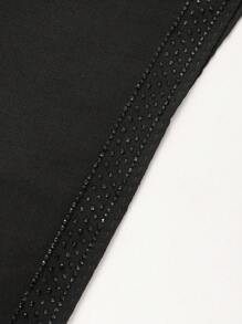 1pc Women's Black Rhinestone Embellished Chiffon Scarf/Neck Wrap, Multifunctional