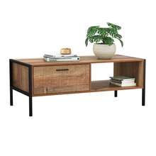 Loft & Luv Montana Indoor Wood & Metal Coffee Table, Rustic Raw Wood Look - 1 - View 3