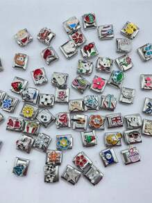 1/18/54/108pcs Christmas & Thanksgiving Random Elegant Italian Beaded Bracelet Set, Includes Assorted Jewelry & Linking Tools, 9mm Modular Bracelet Links, Handmade DIY Jewelry Gifts, Stainless Steel DIY Accessories, Perfect Gifts For Mother's Day, Birthday, Teacher's Day, Back To School For Best Friends - Multicolor - View 5