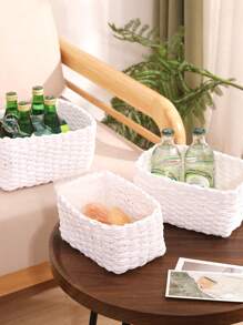 1 pezzo di cestino portaoggetti intrecciato a mano, design intrecciato creativo per cestino portaoggetti per la casa, organizzazione e conservazione domestica, adatto per soggiorno, camera da letto, dormitorio e accessori per ufficio, decorazione per la casa, decorazione in stile fattoria, Cestino portaoggetti in erba marina in stile boho con accenti in legno e rattan, decorazione moderna per patio e giardino