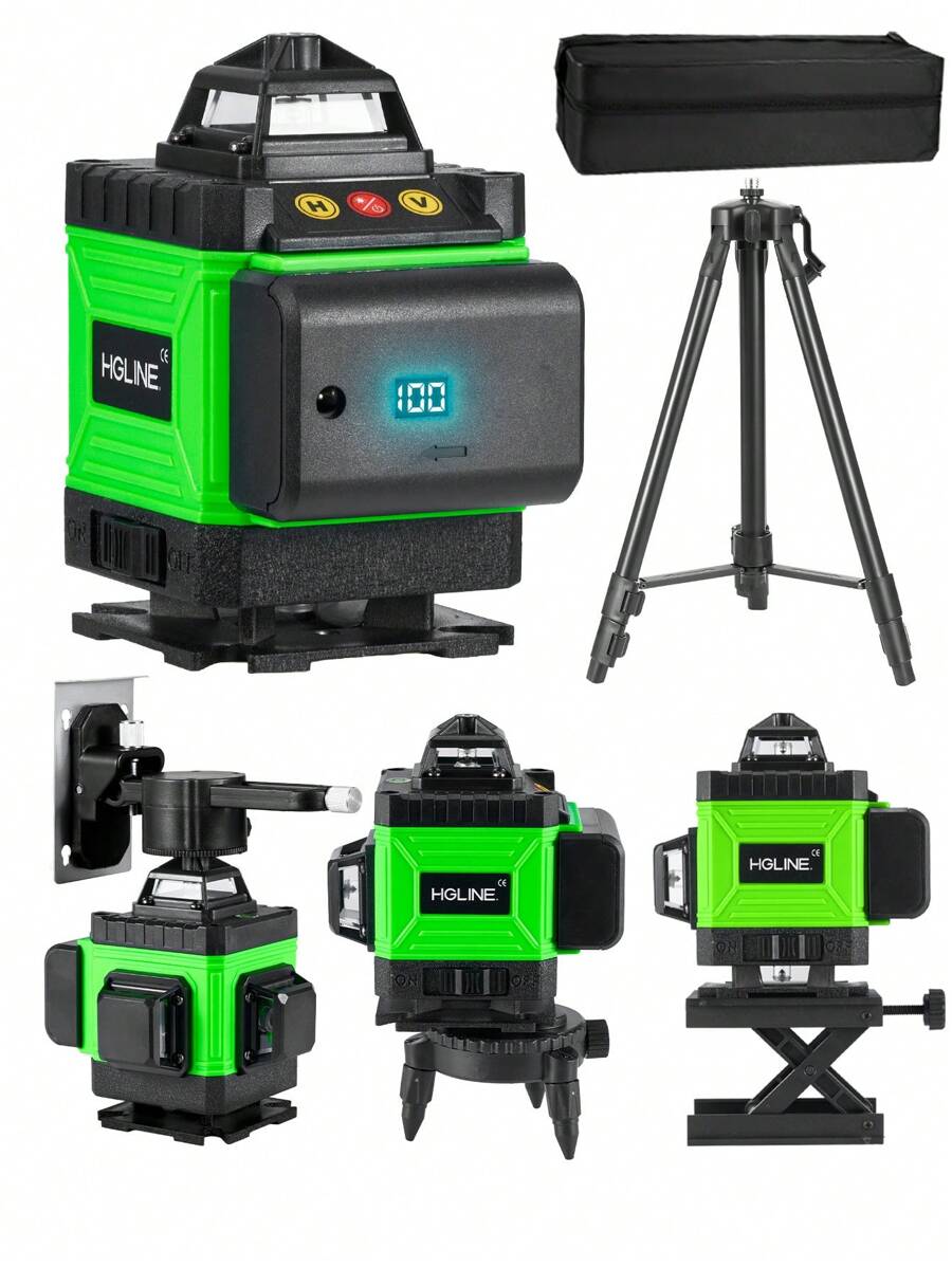 ONEVAN 16 Lines 4D Laser Levels 360 Horizontal Vertical Green Line Laser Level Self-Leveling Measure Leveling Tool - 2 Battery & 1 Charger-US Plug - View 1