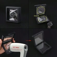 10 个装透明视图 3D 浮动展示盒，塑料防尘珠宝包装，透明悬挂收纳盒，用于项链、手镯、戒指、硬币、耳环、别针，带弹性薄膜，零售和个人用途的礼品盒，珠宝盒，珠宝架，珠宝收纳盒，用于戒指、耳环、手镯、珠宝配件、珠宝收纳袋，生日礼物，妈妈礼物 - 黑色 - 查看 7