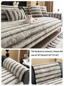 1pc Thick Warm Rabbit Fur Jacquard Sofa Cushion Cover, Style Pet-Friendly Anti-Dirty Anti-Slip Sofa Throw, Autumn/Winter Pet Sofa Mat, Anti-Scratch Sofa Protector Suitable For L-Shaped Combination Sofa And 1/2/3/4 Seat Sofa (Sold Individually, Pillow Cover Not Included)