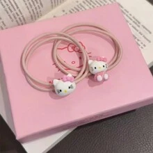 Sanrio -1pc/2pcs Hello Kitty Cartoon Cute Headband, Sweet And Versatile High Elasticity Rubber Band, Ponytail Headband Hair Accessory Headband. Home Bathroom Decor Fall Decor Back To School