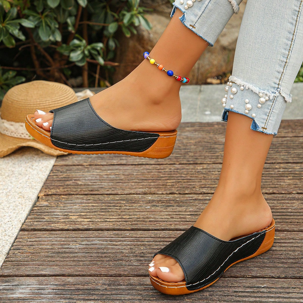 Sandalias de mujer talla grande 36-45 de moda de verano casual con punta abierta y suela gruesa blanca, sandalias romanas blancas para uso diario al a