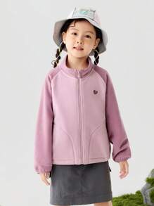 mini bala Tween Girl' Fleece Jacket, Anti-Static Warm Outerwear For Spring - Pink - View 2