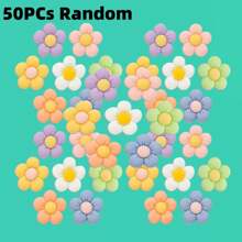 1 Set Of 5/10/20/30/50pcs Random Flower Themed Shoe Decorations, Can Be Matched With Other Shoe Accessories For Decoration. Suitable For Birthday, Party, Holiday, Valentine's Day. Shoe Decor, Shoe Accessories, Shoe (Accessories) Decoration