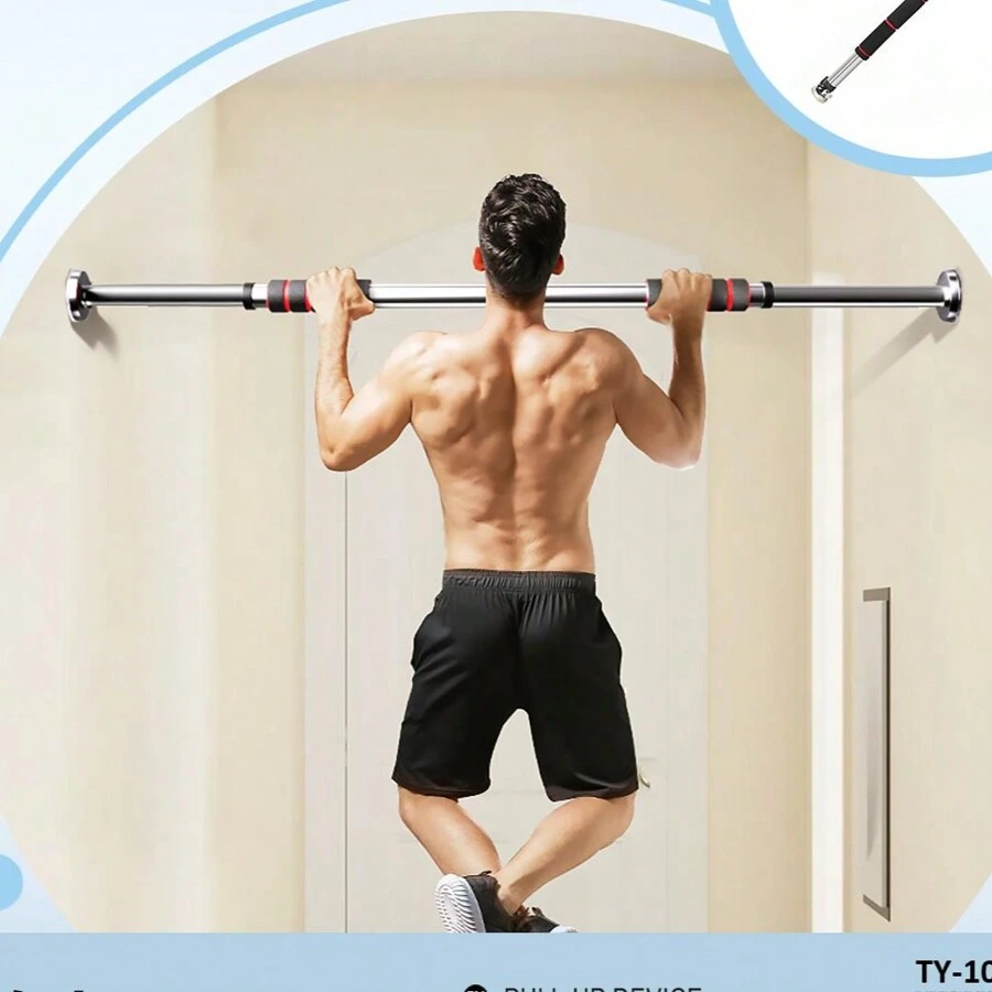 1pc Pull-Up Bar For Home Use Indoor Fitness Equipment (Size 60-100CM) - Black - View 1