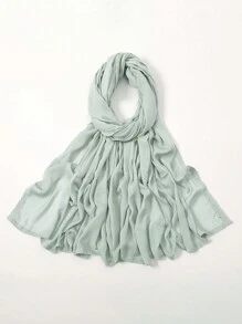 2pcs/1pc Wide-Brim Chiffon Scarf For Women, Fashionable Breathable Long Scarf, Muslim Hijab Headscarf, Suitable For Daily Comfortable And Versatile Wear