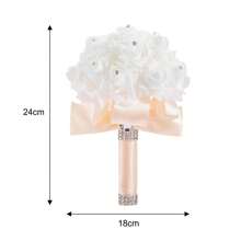 Artificial Wedding Bride Bouquet Handheld Bridesmaid Flower With Ribbon - 雪芽色 - 查看 4