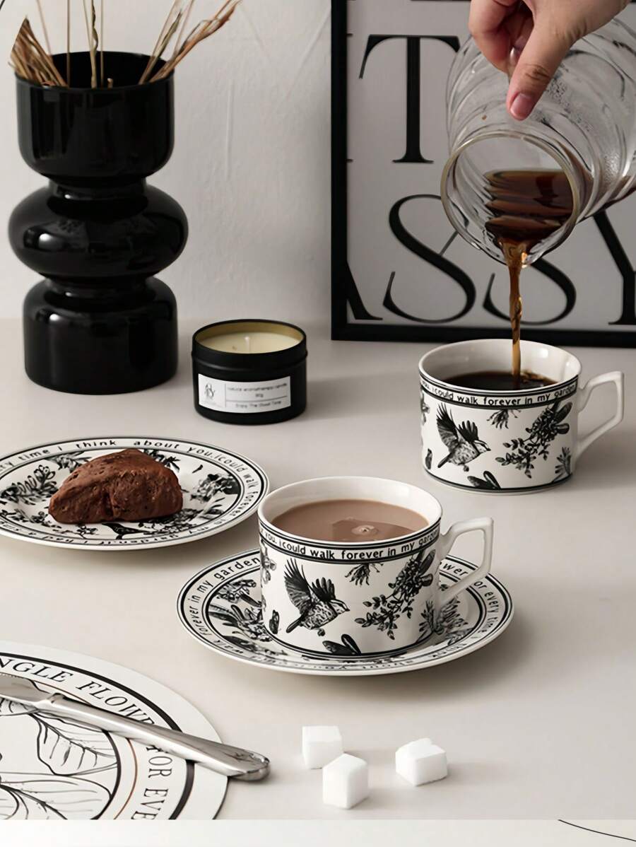 1 Set Premium Keramik Kaffeetassen, Geschenkverpackung, modisch und praktisch, Urlaubsgeschenk, Party-Geschirr, für Kaffeehaus-Betrieb, Kaffee-Zubehör, Einschulung