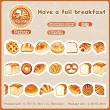 1 Roll MINI Coffee And Bread Doughnut Pattern Stickers On Roll Cutting Decor Sketchbook Aesthetics Scrapbooking DIY Collage Card Material Washi Tape Office & School Supplies