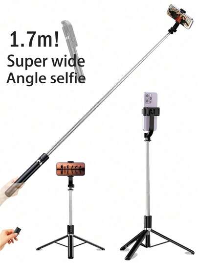 1700mm Selfie Stick Wireless Selfie Stick Phone Tripod Extendable Stand Foldable Monopod For Smartphones Balance Steady Shooting Live, Selfie Stick With Remote Compatible With IPhone Android Phone Mobile Phone Suitable For Live Streaming, Vlog, Family Gatherings, Christmas Party Shooting, For Handheld Selfie, Outdoor Activities, Interviews For Summer Vacation, Travel, Outdoor Activities, Live Streaming Tripod Stand