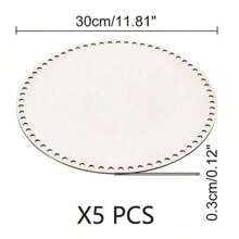 5pcs Unfinished Wooden Crochet Basket Bases - Blank Round Art Board, Suitable For DIY Knitting And Handicraft Projects