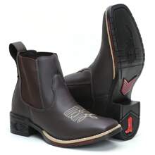 Women's Short Boot With Elastic Side Embroidered Coffee - 咖啡棕 - 查看 3