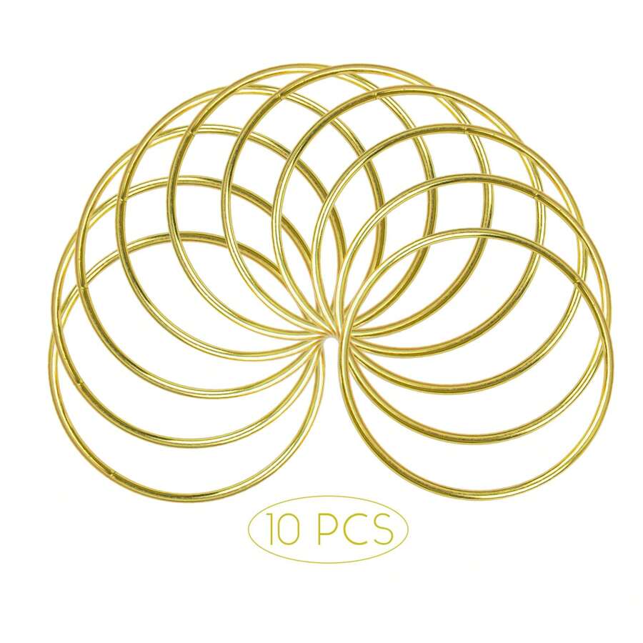 10/20 CÁI 2.8x150mm Kim Loại Dreamcatcher Dreamcatcher Nhẫn Macrame Thủ Công Vòng Ardent - Vàng - Xem 1
