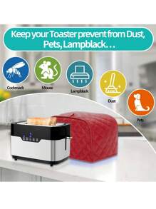 2 Slice Toaster Cover, Polyester Fabric Quilted Toaster Appliance Dust-Proof Cover For Kitchen Small Appliance Dust Cover And Fingerprint Protection - 紅色 - 查看 4