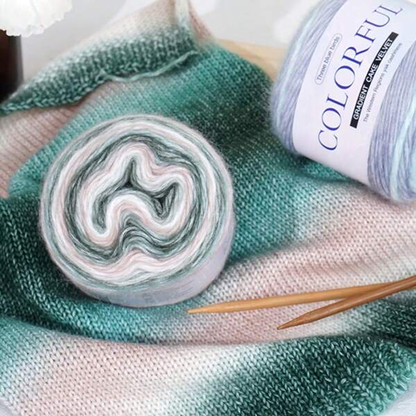 100g Gradient Color Mohair Yarn, Multicolor Knitting Yarn, Medium Thick Mohair Yarn For Shawl, Hat, Scarf Crochet & Knitting