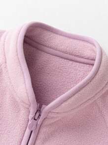 mini bala Baby Girl' Fleece Jacket, Anti-Static Warm Outerwear For Spring - Pink - View 7