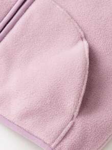 mini bala Baby Girl' Fleece Jacket, Anti-Static Warm Outerwear For Spring - Pink - View 9